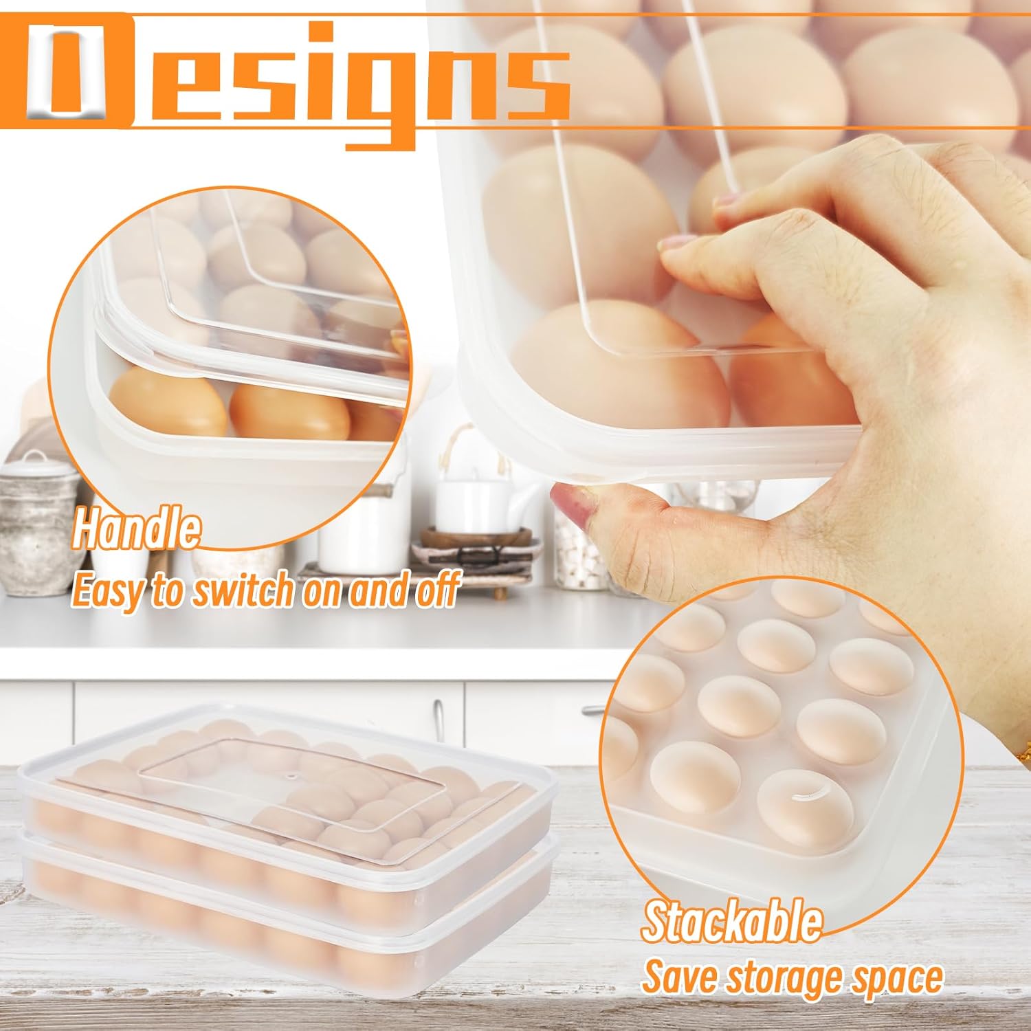 Easter Covered Egg Holder,Deviled Egg Containers with Lid,Stackable Plastic Egg Storage Container for Fridge,Thanksgiving Party,Keep Fresh,Kitchen Supplies(30 Eggs)
