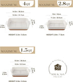 MALACASA Casserole Dishes for Oven with Roasting Racks, Ceramic Baking Dishes Set of 3, Baking Pan Casserole Dish Set, Rectangular Lasagna Pan Deep with Handles for Baking, Khaki White (14.5''/13''/10.5''), Series TARA