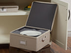 Covermates Keepsakes Dish Storage Box - Stackable, Reinforced Handles, China Storage, Beige Heather