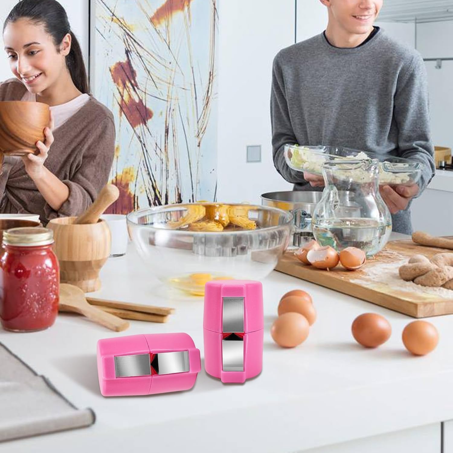 Egg Topper Cutter Tool Egg Cracker Tool Egg Shell Opener Hard Boiled Egg Peeler Egg Shell Opener for Hard Boiled Eggs Egg Cracker Tool For Eggs Kitchen Gadgets (2, Pink)