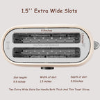 Toaster 4 Slice, KOTlAN Retro Long Slot Toasters with CountdownTimer,Stainless Steel Toaster,Bagel,Defrost,Reheat,Cancel Functions,Extra Wide Slots,6 Toast Settings,Removable Crumbs Tray,White