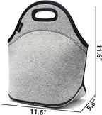 FlowFly Neoprene kids Lunch box Insulated Soft Bag Mini Cooler Thermal Meal Tote Kit for Boys, Girls,Men,Women,School,Work, Office, Grey
