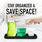 Zulay Kitchen (9x3.5) Silicone Sponge Holder for Kitchen Sink - Flexible Multipurpose Soap Tray Sponge Holder - Sink Organizer Tray for, Bathroom, Makeup, Trinkets & More (Black)