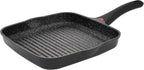 11 Inch Non Stick Grill Pan Granite Coated with Pour Spout - Lightweight 2.66 Quart Grill Pan for Indoor Cooking with Grip Handle - Induction Compatible PFOA Free Stove Top (Black)