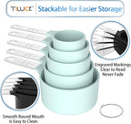TILUCK Measuring Cups & Spoons Set, Stackable Cups and Spoons, Nesting Measure Cups with Stainless Steel Handle, Kitchen Gadgets for Cooking & Baking (Green)