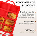 2 Pcs Mini Loaf Pans Silicone, Nonstick Small Bread Pans for Baking, Tiny Meatloaf Pan with Metal Reinforced Frame 8 Cavity (Red)