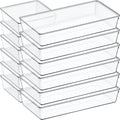 12 Pack Large Clear Plastic Drawer Organizer Set, Acrylic Bathroom Organizer Vanity Trays Dividers, Kitchen Organizers and Storage, Non-Slip Storage Bins for Makeup, Snacks, Office, Desk, Fridge