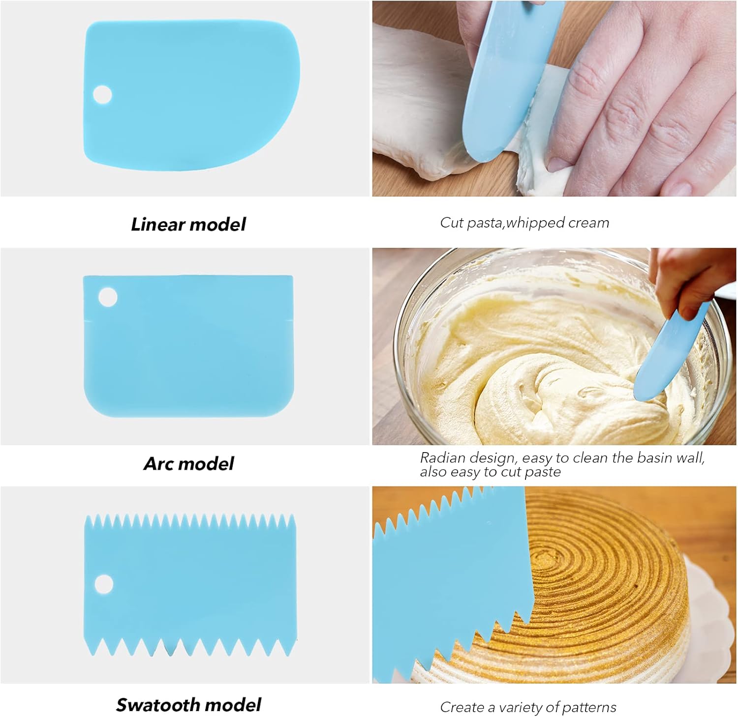 Angled Icing Spatula Set and 3 Packs Cake Scrapers Smoother, Stainless Steel Offset Spatulas Cake Frosting Spatula Set for Pastry Decorating Tools