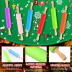 Dandat Small Rolling Pin Kids 12 Inch Mini Silicone Rolling Pin for Baking Non Stick Kids Dough Roller with Wooden Handle for Kitchen Cookie Pastry Fondant Cake 6 Colors(6 Pcs)