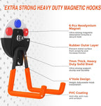 12 Pcs Magnetic Hooks Heavy Duty, Large Strong Magnetic Storage Hook for Hanging Garage Tool, 66mm Magnet Hooks with Anti-Slip Coating, Magnetic Holder for Power Drill/Metal Cabinet/Garden Tools