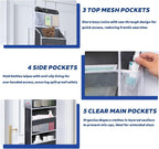 Over The Door Organizer - 6 Capacity Large Pockets & 7 Mesh Compartments, Anti-Tilt Design Holds 44 lbs, for Bathroom, Nursery, Dorm, Pantry & Laundry Storage (Deep Grey)
