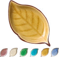 Ceramic Spoon Rest for Stove Top, Ice Cracks Leaf Cute Spoon Rest for Kitchen Counter, Cooking Spoon Holder for Kitchen Counter, Utensil Rest Spatula Rest Ladle Holder Tong Rest, 1 PC (A, Fall yellow)