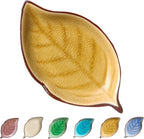 Ceramic Spoon Rest for Stove Top, Ice Cracks Leaf Cute Spoon Rest for Kitchen Counter, Cooking Spoon Holder for Kitchen Counter, Utensil Rest Spatula Rest Ladle Holder Tong Rest, 1 PC (A, Fall yellow)