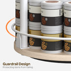 Lazy Susan Organizer, Rotating Spice Rack, 2 Tier Spice Turntable Organizer, Industrial Turntable Spice Holder, for Kitchen Countertop, Compact and Versatile, White and Light Oak SR22WG