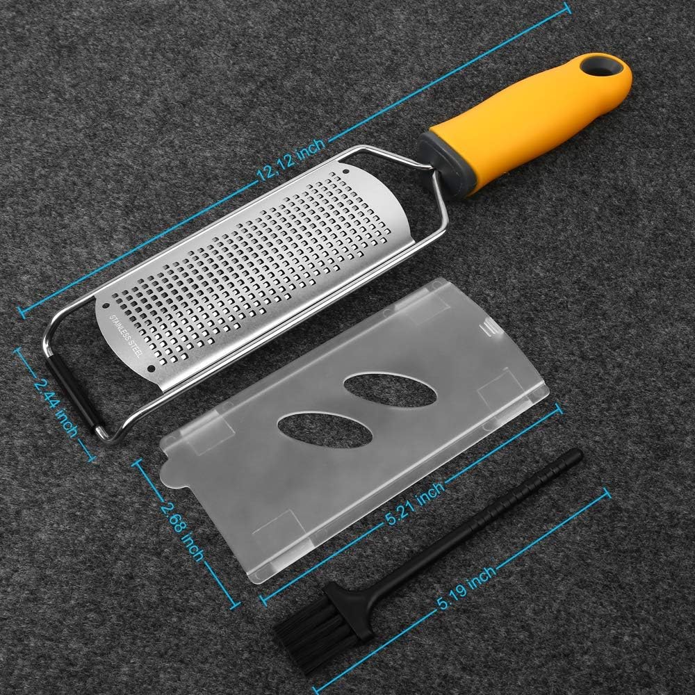 Pro Zester Grater, Lemon Zester, Parmesan Zester, Chocolate, With Razor-Sharp Stainless Steel Blade, Protective Cover and Cleaning brush, Dishwasher Safe, by Nspring