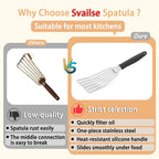 Fish Spatula Stainless Steel, Metal Spatula for Cast Iron Skillet, Slotted Turner with Silicone Handle for Cooking, Grilling, Flipping, Egg, Cookie, Pancake and Burger (Small and Large)