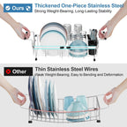 GSlife Expandable in Sink Small Dish Drying Rack - Stainless Steel Capacity Adjustable Over The Sink Dish Rack with Cup Holder and Utensil Holder, 12"~16.8" L x 10.4" W, Silver