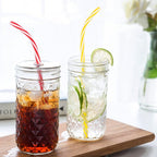JANYUN 30 Pieces Reusable Plastic Straws BPA-Free 9" Colorful Printing Hard Platic Stripe Drinking Straw for Mason Jar Tumbler Family or Party Use Cleaning Brush Included(Random Pattern) (Bent)