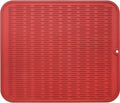 Silicone Dish Drying Mat for Multiple Usage,Easy clean,Eco-friendly,Heat-resistant Silicone Mat for Kitchen Counter or Sink,Refrigerator or Drawer Liner Red 2XL 24 inches x 18 inches