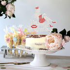 LINGTEER Happy Birthday Crown Queen Lady Rhinestone Cake Topper - Cheers to Makeup Spa Birthday Party Cake Centerpieces Decorations Gift Sign - Red.