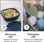 STOJO Collapsible Sandwich Box – 24oz, Reusable Food Storage Container, Silicone Bowl for Hot/Cold Food – Meal Prep, Lunch, Camping, Hiking – Dishwasher Safe (Set of 1, Denim)