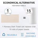 Homaxy 100% Cotton Terry Kitchen Towels(Beige, 13 x 28 inches), Checkered Designed, Soft and Super Absorbent Dish Towels, 4 Pack