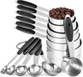 Measuring Cups and Spoons Set: U-Taste 18/8 Stainless Steel 12 Pieces Metal Stacking Kitchen Baking Cooking Food Measure Set 7 Cups 5 Spoons with Strengthened Weld Joints (Black, Upgraded Version)