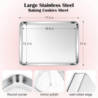 E-far Cookie Sheet for Baking, 18”x13” Stainless Steel Baking Sheet Pan for Oven, Large Non Toxic Metal Baking Tray for Cake Cookies, Healthy & Rust Free, Mirror Finish & Dishwasher Safe, 1 Pack
