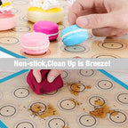 Macaron Silicone Baking Mat - Set of 2 Non Stick Silicon Macaroon Baking Sheet Cookie Liner(BPA Free/Reusable/Half Sheet),Perfect Cooking Kit for Macarons,Pastry,Cake and Bread Making (Blue)