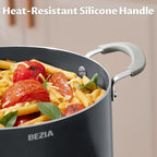 12 Quart Pot with Lid, BEZIA Ceramic Nonstick Stock Pot with Lid, Induction Ready, Large Cooking Pot with Silicone Handle, Compatible with All Cooktops, Dishwasher Safe