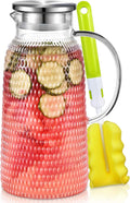 Aofmee 80oz Glass Pitcher with Lid, 2.4 Liter Water Pitcher, Glass Carafe for Cold or Hot Beverages, Sun Tea Jar, Easy Clean Heat Resistant Jug for Juice, Milk