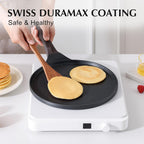 SENSARTE Nonstick Crepe Pan, Swiss Granite Coating Dosa Pan Pancake Flat Skillet Tawa Griddle 10-Inch with Stay-Cool Handle, Induction Compatible (Black)