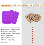 Joyhalo 4 Pack Silicone Trivets for Hot Pots and Pans,480℉ Heat Resistant Trivets for Hot Dishes,Hot Pads for Countertop,Kitchen Potholders,Purple