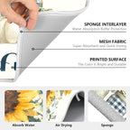 Autumn Pumpkin and Sunflower Floral Vase Dish Drying Mat for Kitchen Counter Absorbent Microfiber Large Drying Pad Dish mats for Kitchen Countertops 18 x 24 Inch