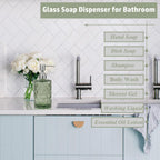 12Oz Green Glass Soap Dispenser with Stainless Steel Pump, Refillable Kitchen Liquid Hand Soap Dispenser with Diamond Design, for Dispense Hand soap, Dish Soap, Lotion, Bathroom, Countertop, Hotel