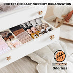 Criusia Drawer Organizer Clothes 6 Pack - Sock Underwear Drawer Organizer Divider - Dresser Organizer Bins for Closet Bedroom - Baby Clothes Organizers and Storage for Nursery Organization -Beige