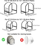 4 Pack Kitchen Plate Holder Organizer for Cabinet Space Saver Dinner Dish Plate Storage Rack Upright Dish Drying Racks Metal Dish Racks Stand for Cupboard and Countertop 2 Large 2 Small Black