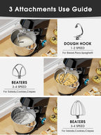 Stand Mixer, 9.5 Qt 660W, 6-Speed Tilt-Head Food Dough Mixer, Electric Kitchen Mixer with Dough Hook, Flat Beater & Wire Whisk, Mixing Bowl (9.5-QT, Black)