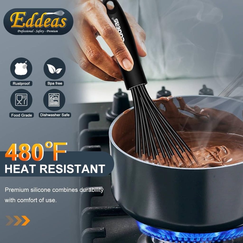 Silicone whisk, Non scratch coated whisk for cooking 7+9+11inch whisks and 3pcs 5+6+7inch 304 stainless steel small whisks, Suitable for Beating, Blending, great for cooking and baking.