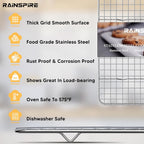 Oven-Safe Dishwasher-Safe 100% 304 Stainless Steel Cooling Rack 10" x 15" Heavy Duty Tight-Wire Set of 2 Fits Jelly Roll Pan Half Sheet Pan