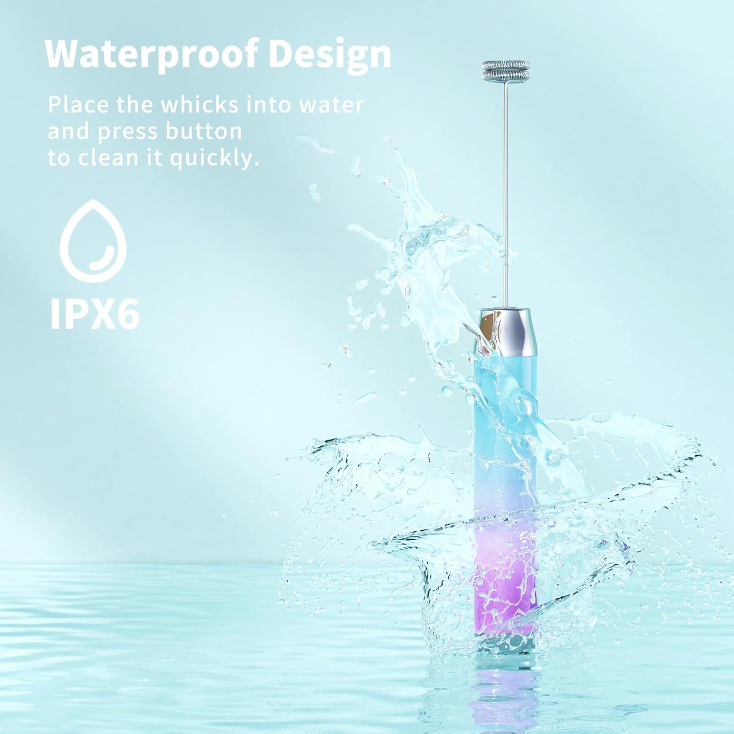 Maestri House Rechargeable Milk Frother with Stand, LunaFro Handheld Electric Foam Maker Waterproof Detachable Stainless Steel Whisk Drink Mixer Foamer for Lattes, Cappuccino