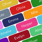 Personalized Labels (45 Labels) (1.6" 0.6") Medium Custom Name Stickers - Waterproof for Kids, Toddlers and Parents