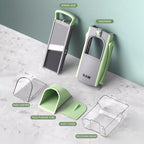 ShanSon Safe Mandoline Slicer,French Fry Cutter,Multifunctional Vegetable Chopper,Mandoline Potato Slicer with 30+ Presets & Thickness Adjuster, Chopping Artifact for Kitchen Meal Prep,Upgraded Green