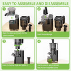 Cold Press Juicer, Masticating Slow Juicers, 6.5" Extra Large Feed Chute Juicers Machines, 350W Juicer Machines with High Juice Yield for Whole Vegetables & Fruits, BPA Free, Black, Easy to Clean