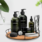 Lazy Susan Turntable Organizer with Anti-Slip Mat for Cabinet Pantry Kitchen Countertop Refrigerator Office, Pine Wood, 13", Carbonized Black