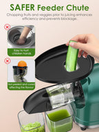 Cold Press Juicer Machine for Fruits & Vegetables, Masticating Juicer, Wheatgrass Celery Juicer with 200W Quiet Motor Reverse Function, High Juice Yield Slow Juice Extractor BPA-Free Easy to Clean