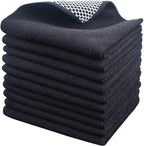 SINLAND Microfiber Dish Cloth for Washing Dishes Dish Washing Rags Best Kitchen Washcloth Cleaning Cloths Wash Cloths with Poly Scour Side 12Inchx12Inch 10 Pack Black