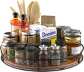 Lazy Susan Turntable Organizer for Cabinet Pantry Kitchen Countertop Refrigerator Cupboard, Pine Wood, 12", Brown