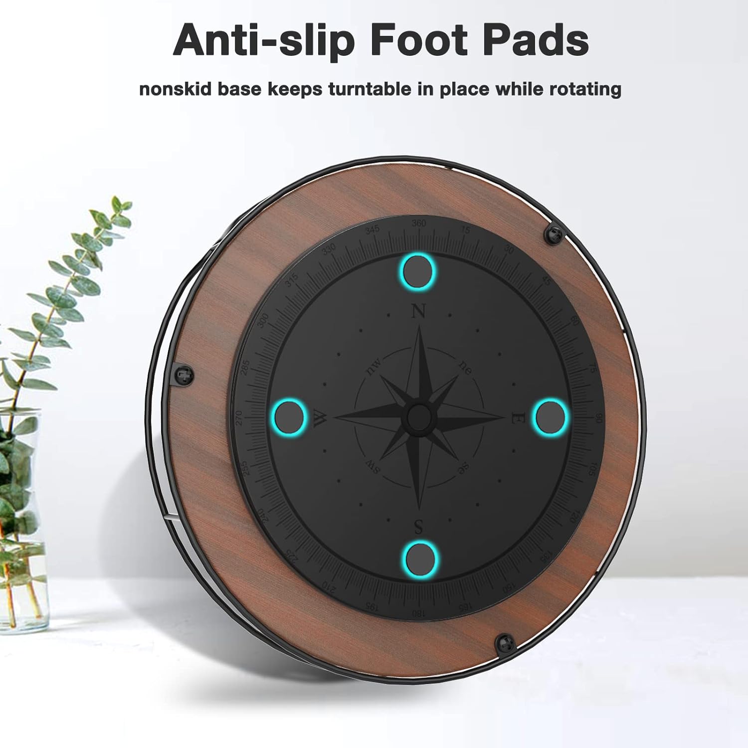 Lazy Susan Turntable Organizer for Cabinet Pantry Kitchen Countertop Refrigerator Cupboard, Pine Wood, 12", Brown