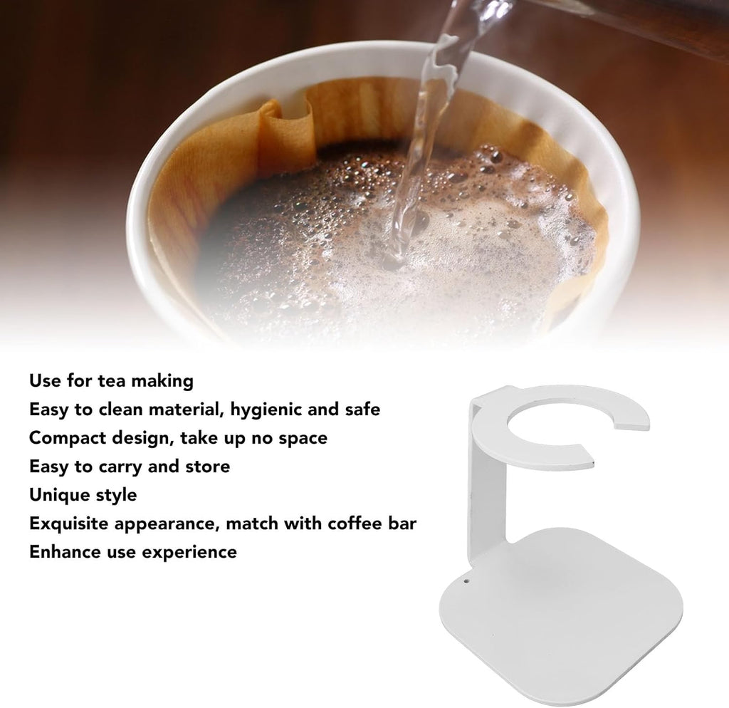 Coffee Dripper Stand Iron Pour Over Filter Holder Space Saving Maker Station for Bar Equipment (White)